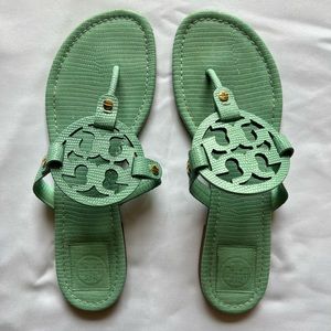 Mint green Tory Burch Miller sandals